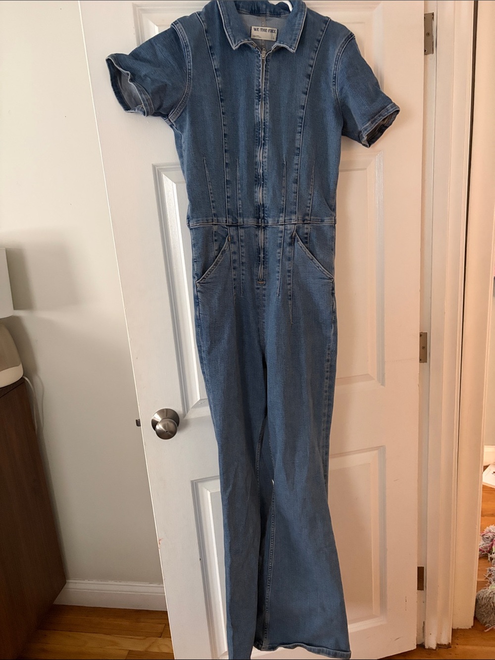 We The Free Light Blue Denim Zip Jumpsuit